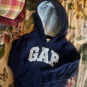 Baby GAP Dark Blue Hoodie with Light grey Lining and logo - like new!